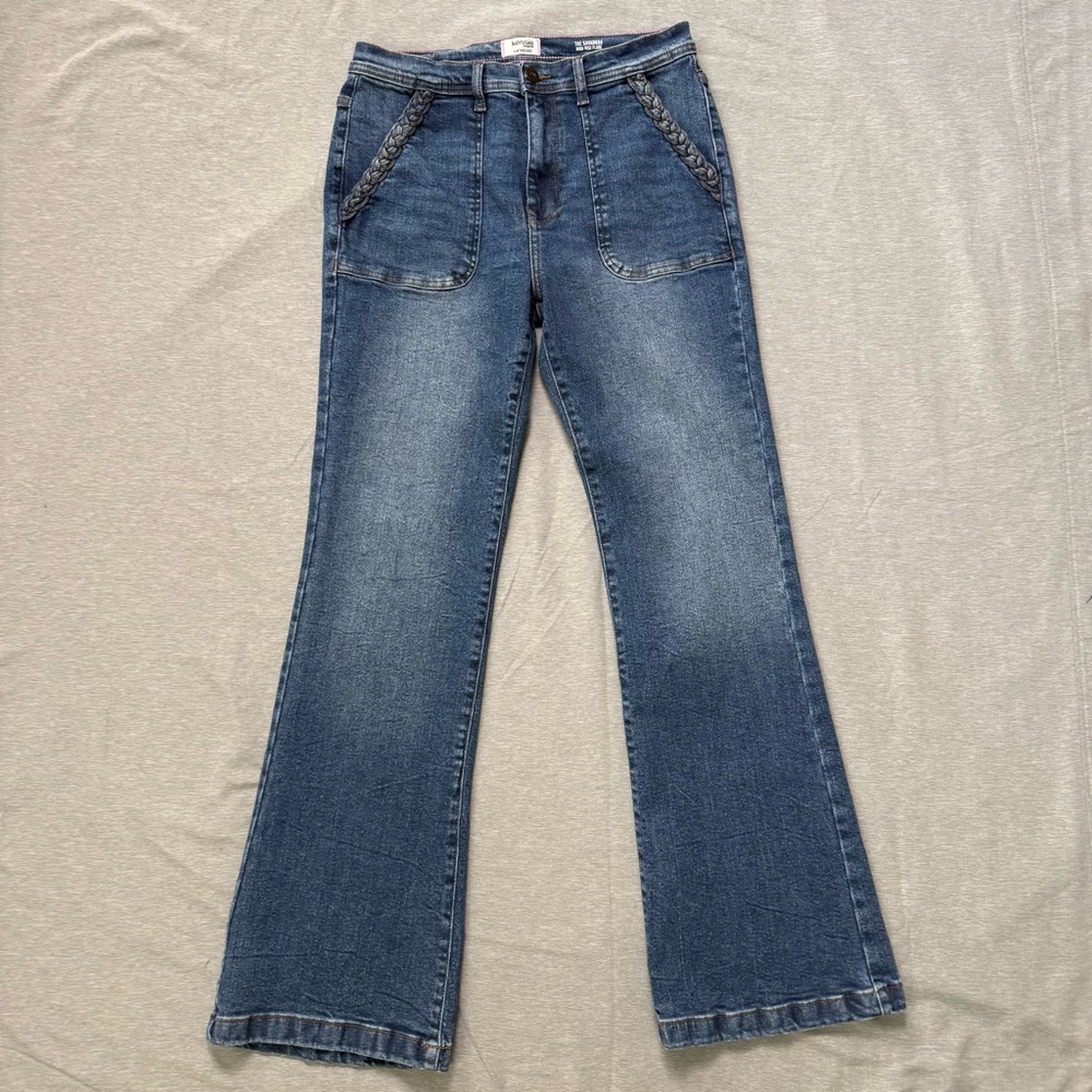 Kensie Savannah High Rise Flare Jeans Blue Slash Pocket Y2K Women’s 10
